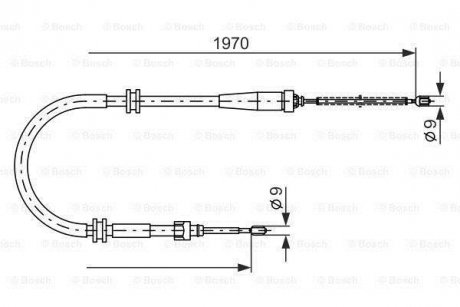 Трос ручного гальма Renault Kangoo (KW01, FW0) задній (вир-во) BOSCH 1 987 482 253 (фото 1)