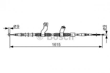 Трос ручника (задній) (L) Chevrolet Lacetti/Daewoo Nubira 03- (L=1615mm) BOSCH 1987482353 (фото 1)