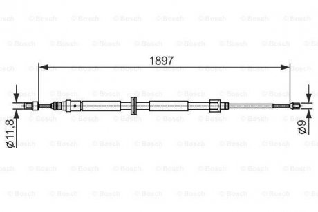 Трос ручника Renault Scenic III 09- (1897mm) BOSCH 1 987 482 433 (фото 1)