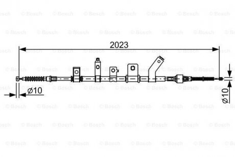 Трос ручника (L) Mitsubishi L200 2.5 Di-D 05-15 (2023mm) BOSCH 1 987 482 515 (фото 1)