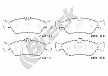 Колодки гальмівні (задние) MB Sprinter 208-316 96- (велика) BRECK 21592 00 705 10 (фото 1)
