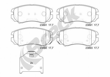 Колодки гальмівні (передні) Hyundai Sonata/Tucson/Kia Sportage 01- BRECK 23891 00 701 10 (фото 1)