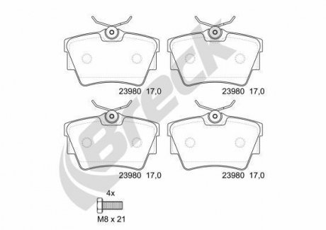 Колодки гальмівні (задні) Renault Trafic/Opel Vivaro 01- BRECK 23980 00 703 00 (фото 1)