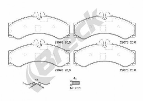 Колодки гальмівні (передні/задні) MB Sprinter 408-416/VW LT 46 96- BRECK 29076 00 703 10 (фото 1)