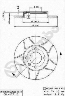 Гальмівний диск BREMBO 08.4177.75 (фото 1)