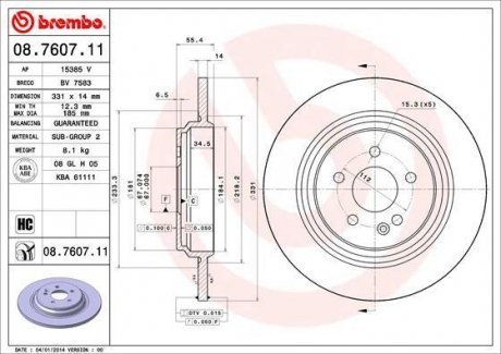 Гальмівний диск BREMBO 08.7607.11 (фото 1)