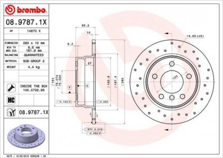 Гальмівний диск BREMBO 08.9787.1X (фото 1)