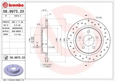 Гальмівний диск BREMBO 08.9975.2X (фото 1)