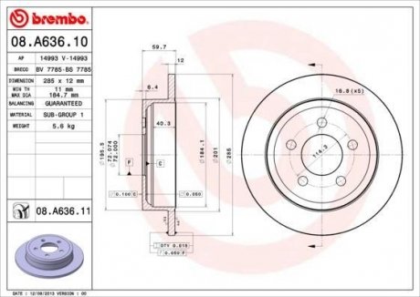 Гальмівний диск BREMBO 08.A636.11 (фото 1)