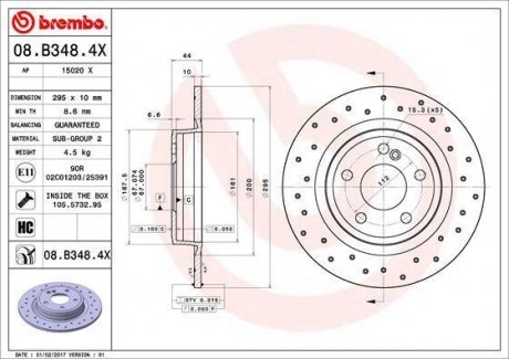 Гальмівний диск BREMBO 08.B348.4X (фото 1)