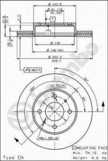 ДИСК ТОРМ. ШЛИФ. NISSAN 40206-58Y01 BREMBO 09.5746.10 (фото 1)