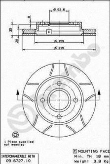 Гальмівний диск BREMBO 09.6727.77 (фото 1)