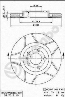 Гальмівний диск BREMBO 09.7012.75 (фото 1)