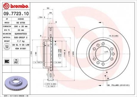 Гальмівний диск BREMBO 09.7723.10 (фото 1)