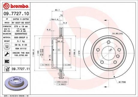 Тормозной диск Painted disk BREMBO 09.7727.11 (фото 1)