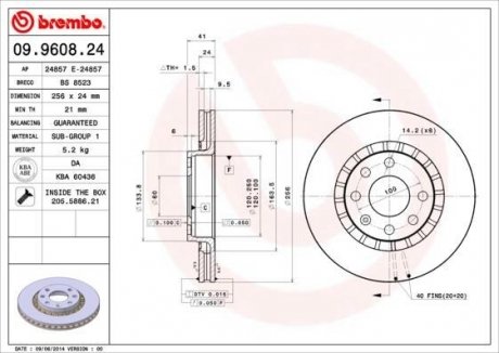 Гальмівний диск BREMBO 09.9608.24 (фото 1)