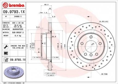 Гальмівний диск BREMBO 09.9793.1X (фото 1)