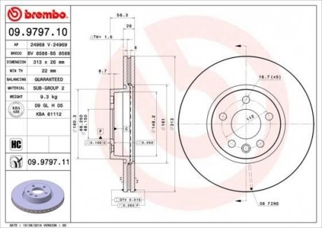 Гальмівний диск BREMBO 09.9797.11 (фото 1)