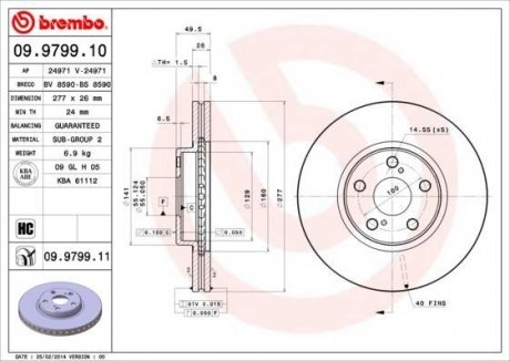 Гальмівний диск BREMBO 09.9799.11 (фото 1)