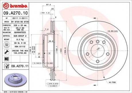 Гальмівний диск BREMBO 09.A270.11 (фото 1)
