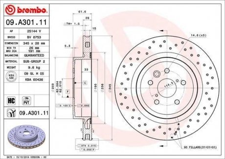 Гальмівний диск BREMBO 09.A301.11 (фото 1)