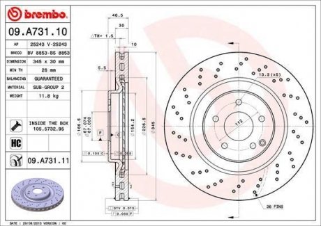 Гальмівний диск BREMBO 09.A731.11 (фото 1)