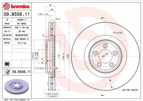 Гальмівний диск BREMBO 09.B556.11 (фото 1)