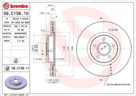 Гальмівний диск BREMBO 09.C138.11 (фото 1)