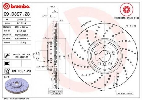 Гальмівний диск BREMBO 09.D897.23 (фото 1)