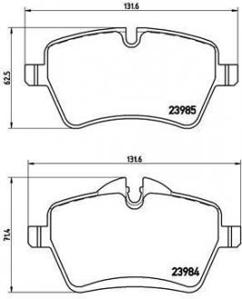 Колодка гальм. диск. MINI MINI COOPER 01-, CLUBMAN 07 - передн. (вир-во) BREMBO P06051 (фото 1)