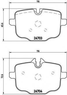 Колодка гальм. диск. BMW 5 (F10,F11) 11-,6 (F12) 640I,650I CABRIO 11- задн. (вир-во) BREMBO P06061 (фото 1)