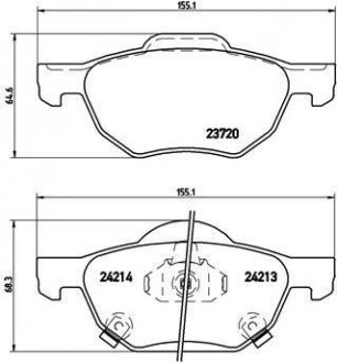 Колодка гальм. диск. HONDA ACCORD передн. (вир-во) BREMBO P28036 (фото 1)