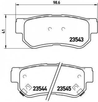 Колодка гальм. диск. HYUNDAI ELANTRA, SANTA FE, TUCSON, KIA MAGENTIS задн. (вир-во) BREMBO P30014 (фото 1)