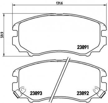 Колодка гальм. диск. HYUNDAI SONATA, TUCSON, KIA SOUL передн. (вир-во) BREMBO P30018 (фото 1)