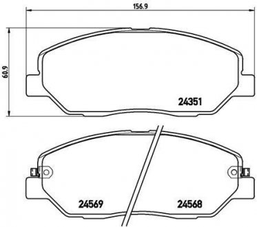 Колодка гальм. диск. HYUNDAI SANTA FE, передн. (вир-во) BREMBO P30036 (фото 1)