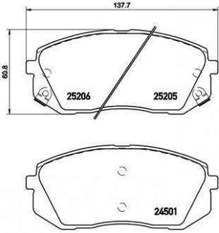 Колодка гальм. диск. HYUNDAI ix35 передн. (вир-во) BREMBO P30056 (фото 1)