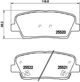 Колодка гальм. диск. HYUNDAI SANTA FE задн. (вир-во) BREMBO P30063 (фото 1)