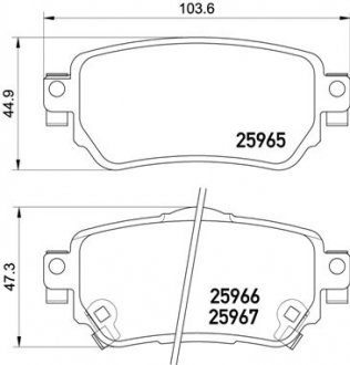 Колодка торм. диск. NISSAN X-TRAIL T32 задн. (пр-во) BREMBO P 56 098 (фото 1)