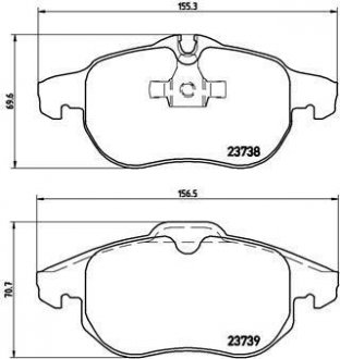 Колодка гальм. диск. OPEL VECTRA C, передн. (вир-во) BREMBO P59043 (фото 1)