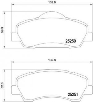 Колодка гальм. диск. CITROEN C4 CACTUS 1.2 2014-,PEUGEOT 308 II 1.2 1.6 2013- передн. (вир-во BREMBO P61113 (фото 1)