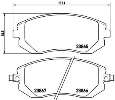 Колодка гальм. диск. SUBARU FORESTER (SF, SG), IMPREZA (GD, GG) передн. (вир-во) BREMBO P78013 (фото 1)