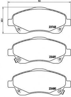 Колодка гальм. диск. TOYOTA AVENSIS (T25), COROLLA V передн. (вир-во) BREMBO P83046 (фото 1)