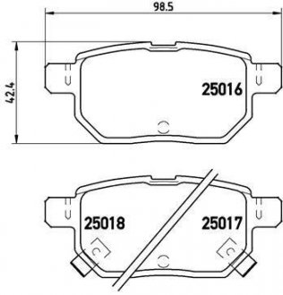 Колодка гальм. диск. TOYOTA AURIS задн. (вир-во) BREMBO P83133 (фото 1)