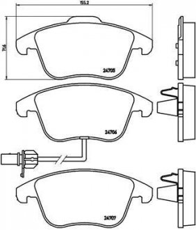 Колодка гальм. диск. SEAT ALHAMBRA 2010 - VW SHARAN 2010 - передн. (вир-во) BREMBO P 85 113 (фото 1)