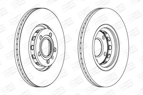 Диск тормозной передний (кратно 2шт.) AUDI A4 B6 (8E2) 00-05, A4 B6 Avant (8E5) 00-05 CHAMPION 561548CH (фото 1)