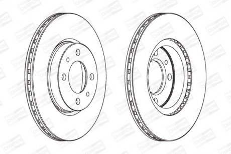 Диск гальмівний передній (кратно 2) Fiat Barchetta (183_) (95-05), Bravo I (182_) (95-01) CHAMPION 561861CH (фото 1)