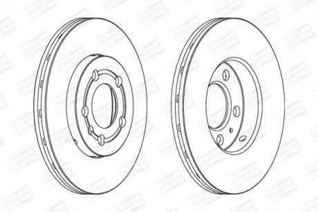 Диск тормозной передний (кратно 2шт.) VW Polo (01-14)/Skoda Roomster (06-15), Rapid (12-19) CHAMPION 562040CH (фото 1)