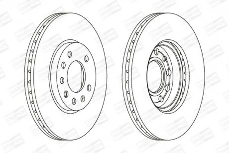 Диск тормозной передний (кратно 2шт.) OPEL ASTRA H (A04) 04-14, MERIVA A MPV (X03) 03-10 CHAMPION 562070CH (фото 1)