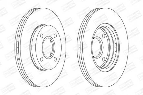 Диск гальмівний передній (кратно 2) Ford Fiesta IV (Ja_, Jb_) (95-06), Fiesta V (Jh_, Jd_) (01-14) CHAMPION 562078CH (фото 1)