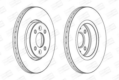 Диск тормозной передний (кратно 2шт.) RENAULT MEGANE I (BA0/1_) 95-04, MEGANE II (BM0/1_, CM0/1_) 01-12 CHAMPION 562103CH (фото 1)